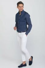 Load image into Gallery viewer, Pantalone a trama diagonale bianco