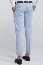 Load image into Gallery viewer, Pantalone a trama diagonale azzurro