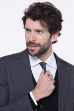 Load image into Gallery viewer, Abito fil-à-fil nero slim