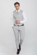 Load image into Gallery viewer, Gilet doppiopetto unito melange grigio