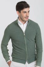 Load image into Gallery viewer, Maglia delavè full zip verde

