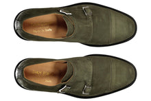 Load image into Gallery viewer, Scarpa doppia fibbia scamosciata verde
