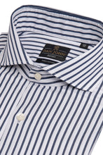 Load image into Gallery viewer, Camicia twill a righe blu slim
