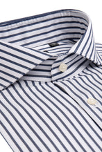 Load image into Gallery viewer, Camicia twill a righe blu slim
