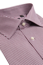 Load image into Gallery viewer, Camicia a righe bordeaux slim
