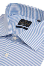 Load image into Gallery viewer, Camicia a righe azzurra slim
