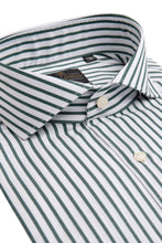 Load image into Gallery viewer, Camicia twill a righe verde slim
