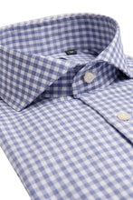 Load image into Gallery viewer, Camicia macro vichy azzurra slim
