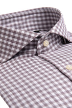 Load image into Gallery viewer, Camicia macro vichy marrone slim
