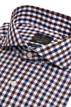 Load image into Gallery viewer, Camicia quadretto bicolore marrone slim

