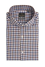 Load image into Gallery viewer, Camicia quadretto bicolore marrone slim

