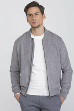 Load image into Gallery viewer, Bomber in camoscio grigio
