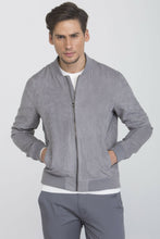 Load image into Gallery viewer, Bomber in camoscio grigio
