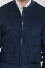 Load image into Gallery viewer, Bomber in camoscio blu
