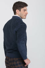 Load image into Gallery viewer, Bomber in camoscio blu
