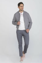Load image into Gallery viewer, Bomber in camoscio grigio
