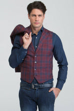 Load image into Gallery viewer, Gilet quadro scozzese rosso
